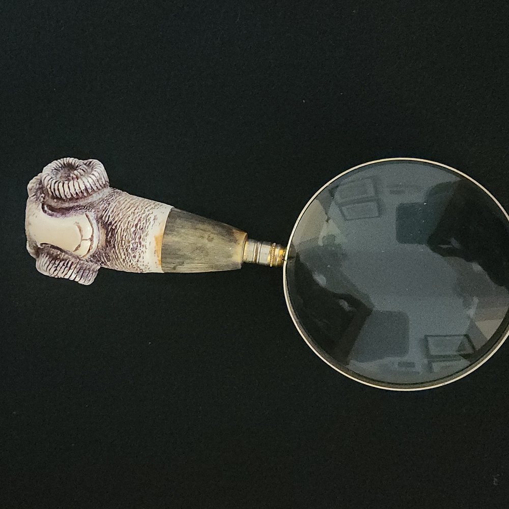 Ram Head Magnifying Glass with Brass Handle
